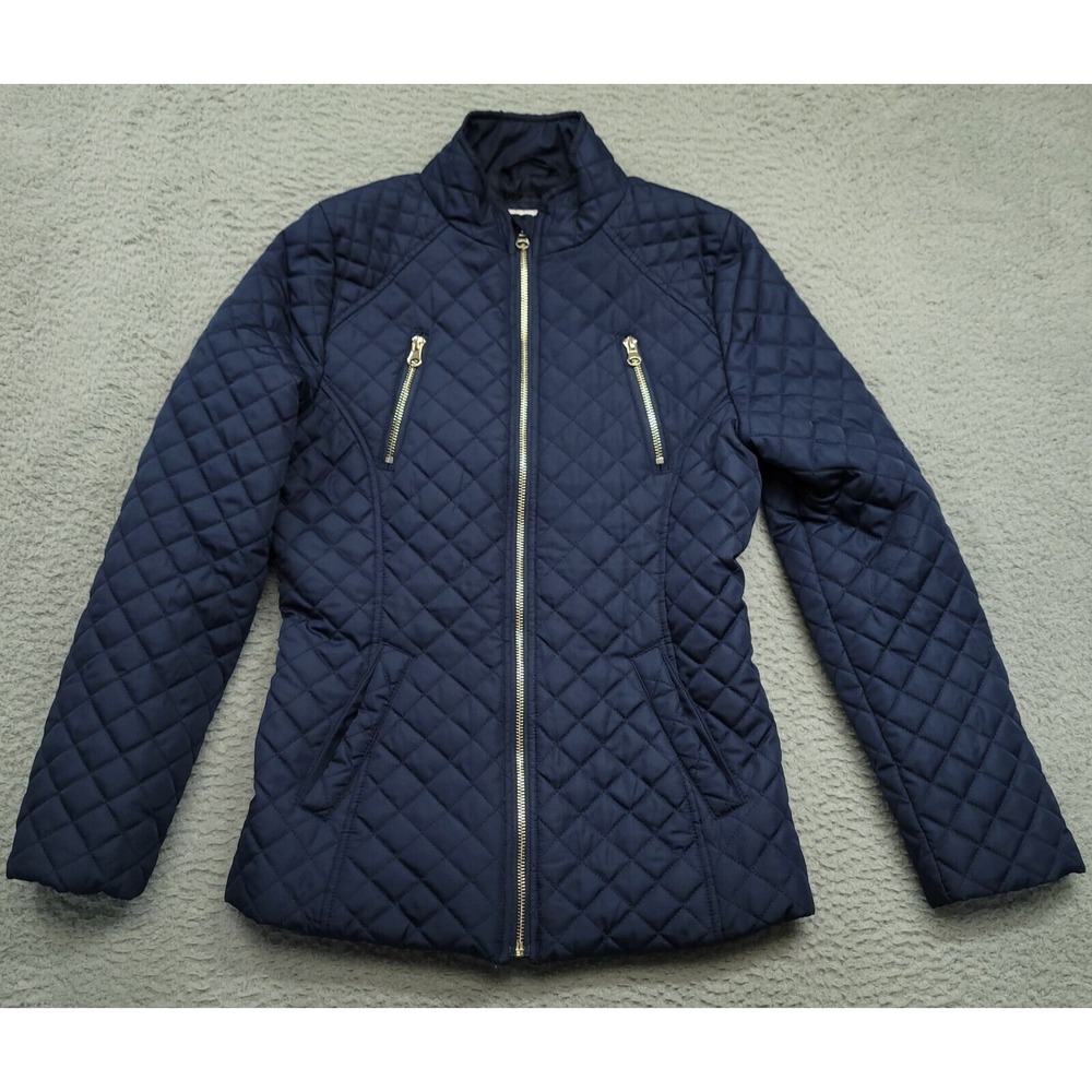 SO Girls Youth 16 Quilted Puffy Jacket Navy Blue Zip Pockets Kohls